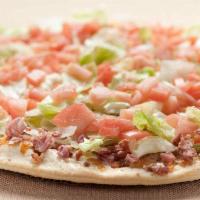 BLT Thin Crust Pizza · Bacon, Mayonnaise, Lettuce and Tomatoes.