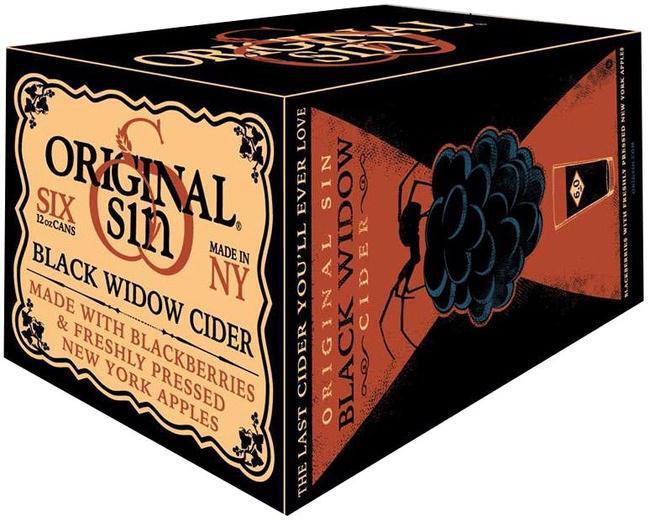 Original Sin Black Widow Cider 6pk · Blackberry Apple Cider - New York, NY - 6% ABV - 12oz Can - The black widow is fruit-forward, yet tart, with a tantalizing complexity, made with blackberries and freshly pressed New York apples.