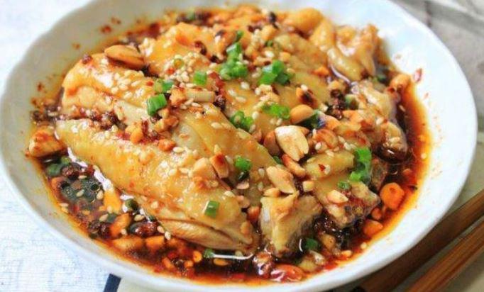 2. Steamed Chicken with Chili Sauce 口水鸡 · Spicy.