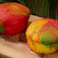 Rainbow Cake · A multi-colored blend of moist sponge layers of cake.