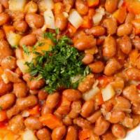 Barbunya Pilaki · Turkish red kidney beans tossed with olive oil and lemon. Vegetarian.