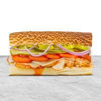 Buffalo Chicken · Grilled chicken breast, buffalo sauce, and Jack cheese all melted together.  Comes with THE WORKS!