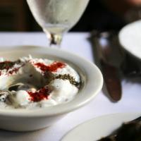 Labne · Yogurt dip topped with dry mint & extra virgin olive oil.