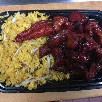 LD25. Boneless Ribs Dinner · Served with your choice of rice and a soup or soda.