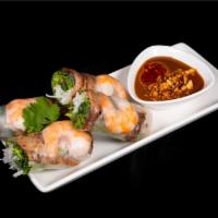 Salad Rolls · Rice paper, shrimp, grilled pork, rice vermicelli, lettuce, fresh herbs and served with pean...