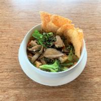Vegetarian Spicy Noodle Soup (bun both hue chay) · Fried tofu,King mushroom, carrot, snow pea, lemongrass, house chili oil served with vermicel...