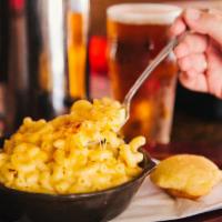 Mac and Cheese · Baked in a cast iron skillet served with a side of corn bread.