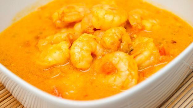 Prawn Korma · Jumbo shrimp gently simmered in coconut milk, blended with mild spiced and a creamy cashew nut sauce.