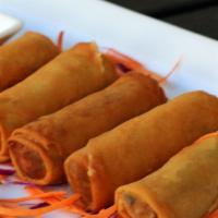 Fried Spring Rolls · 5 pieces. Wrapped vegetable and glass noodle rolls. Served with sweet sauce.