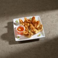 Crab Rangoon · Crab meat and cream cheese in a golden wonton skin.