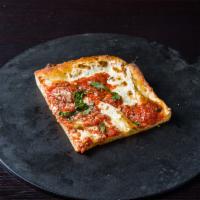 Vegan Grandma Pizza · Cashew mozzarella and cashew Parmesan with chunky San Marzano tomato sauce, extra virgin oli...