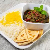 Ghorme Sabzi Entree · A Persian classic veggie stew with saffron rice.