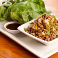 Chicken Lettuce Wraps  · Bibb lettuce, hoisin sauce, and crispy rice noodles.