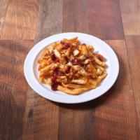 BBQ Chicken Fries · Fries topped with chicken, cheese sauce, BBQ sauce and ranch.