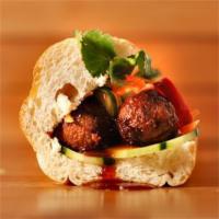 #1. Teriyaki Meatball Banh Mi · **MOST POPULAR ITEM ON THE MENU**
Italian Style Beef & Chicken meatballs, glazed with Teriya...