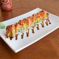 8 Pieces Double Happiness Roll · Deep fried eel and crab stick inside, avocado, spicy crab mix, drizzled with Sriracha and ee...