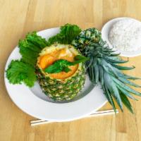 Pineapple Curry ·  Red curry paste, coconut milk, fresh pineapple chunks, broccoli carrots, bell peppers basil...