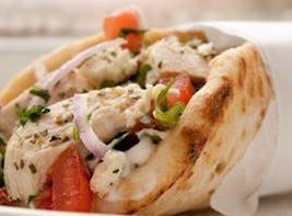 Chicken Gyro · Strips of Grilled Chicken with Lettuce, Tomato, Onions, & Tzatziki sauce on Pita Bread