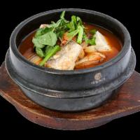 Spicy Pollack fish Soup / 생태 찌개 · Spicy Pollack fish soup with vegetable