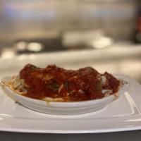 Ricotta Baked Meatballs · All beef meatballs, ricotta, mozzarella and sauce.