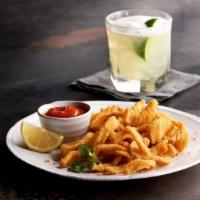 Calamari · Premium calamari steak strips, lightly breaded and fried. Served with cocktail sauce