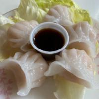 Haukau (shrimp dumplings) · Shrimp,fish paste (sugar,omatethreadfin bream),Bamboo shoot,sesame seed,Egg white powder,soy...