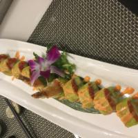 Paradise Roll · Shrimp tempura, spicy tuna and avocado soy bean nori wrapped with spicy mayo.