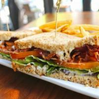BLT · Six slices of thick center-cut bacon, lettuce, tomato and mayonnaise on freshly baked multig...