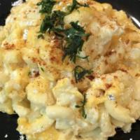Aged Reserve Cheddar Mac and Cheese · Macaroni pasta in a cheese sauce.
