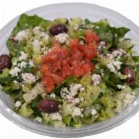 Greek Fatoosh Salad · Romaine heart, quinoa, parsley, feta cheese, tomatoes, shiraz dressing, Kalamata olives and ...