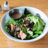 de Mole Salad · Baby lettuce, avocado, tomato, onion, peppers, cucumber, pumpkin seed & balsamic vinaigrette.