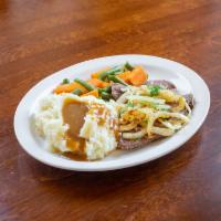 Beef Liver & Onions ·  Mashed potatoes and gravy. Also includes a choice of a cup of soup, tossed salad or coleslaw.