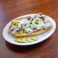 Philly Steak Sandwich · Swiss cheese, grilled onion and green pepper.