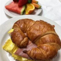 Croissant Breakfast Sandwich · A flaky French pastry.
