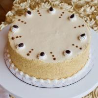 Caramel Macchiato · Espresso baked sponge cake filled and iced with our luscious caramel mousse then topped with...
