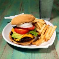 3/4 lb. Cheddar Angus Beef Burger · 