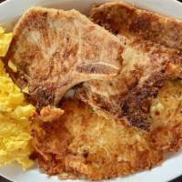 2 Grilled Pork Chops & Eggs · 