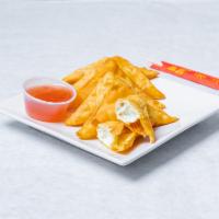 Crab Rangoon (6) · Six fried chinese wontons filled with a mixture of philadelphia cream cheese, snow crab meat...