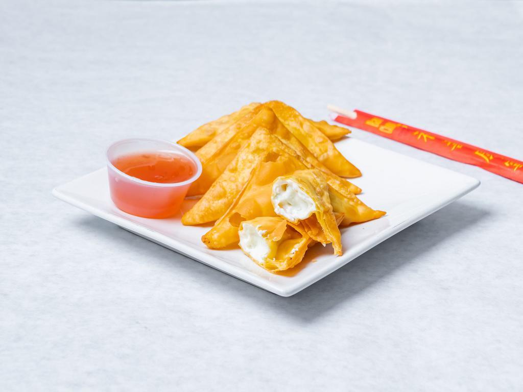 Crab Rangoon (6) · Six fried chinese wontons filled with a mixture of philadelphia cream cheese, snow crab meat and scallions