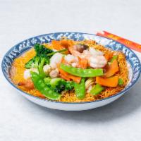 Cantonese Pan-Fried Noodle · shrimp,scallops,crab meat & vegetables