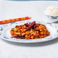 Kung Pao Chicken · Spicy.  Diced chicken (dark meat) and peanuts stir-fried with our spicy kung pao sauce.
