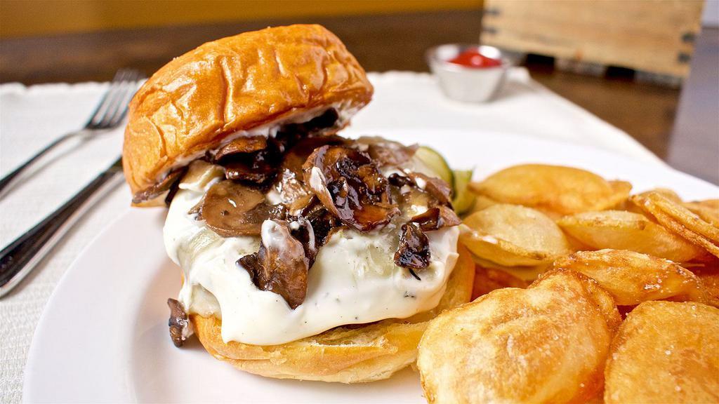 Shroom Luva's  · Zagat's top 15 burgers in the US.  natural beef patty, Sauteed mushrooms, Swiss cheese, shrettuce, and white truffle aioli