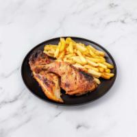 1/2 Chicken · Grilled 1/2 chicken on charcoal served with rice or salad or french fries.