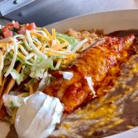 Combo No. 6 · 2 crispy tacos with an enchilada. 
Select your choice of meat for the crispy tacos and enchi...
