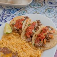 Soft Taco Platter · 3 soft tacos with your choice chicken, pork, beef or vegetables, pico de gallo and red salsa...