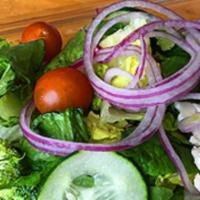Sacks Garden Salad · Cucumber, broccoli, cauliflower, tomato, red onion, served on bed of lettuce with choice of ...