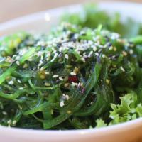 Seaweed Salad · Marinated seaweed, sesame oil, and sesame seeds. Vegan.