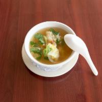 Wonton Soup · Ground shrimp and chicken mixed with scallions, napa, and cilantro wrapped in wonton.
