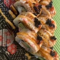 Angry Bird roll (8-10pcs) ​  · Smoked salmon, avocado, cream cheese inside(deep fried) , topped with spicy crabmeat ,black
...