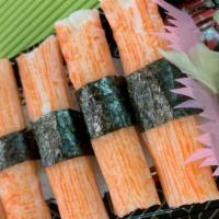 kani (crab stick ) sushi · sushi rice top with fresh fish 

(5 pieces)